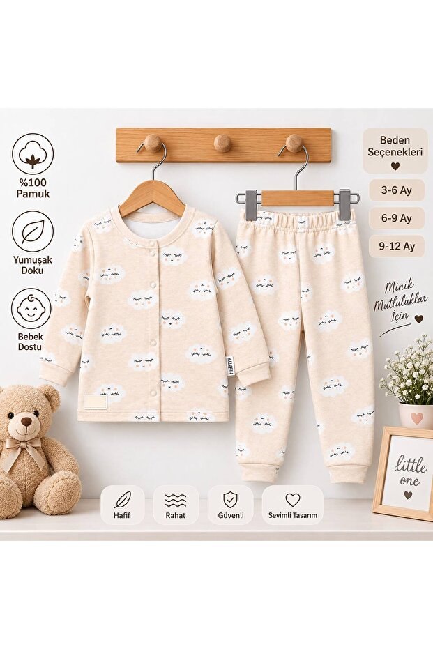 Cloud Patterned Double Baby Pajama Set
