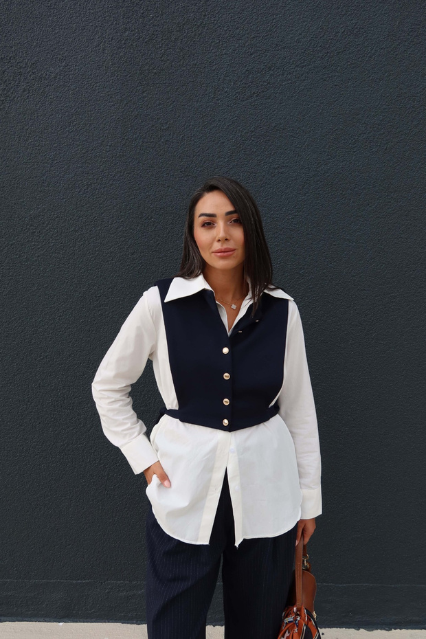 Knitted Vest Shirt Set