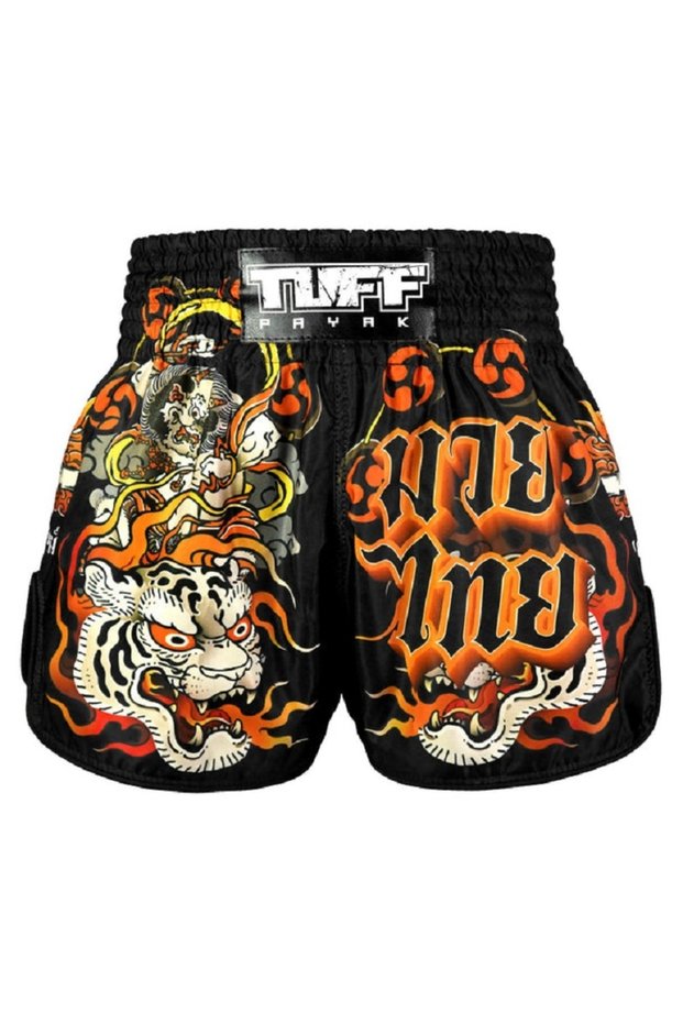 Payak Muay Thai Shorts Boxing Trunks Retro Style (Tpy-Rms001-Blk)