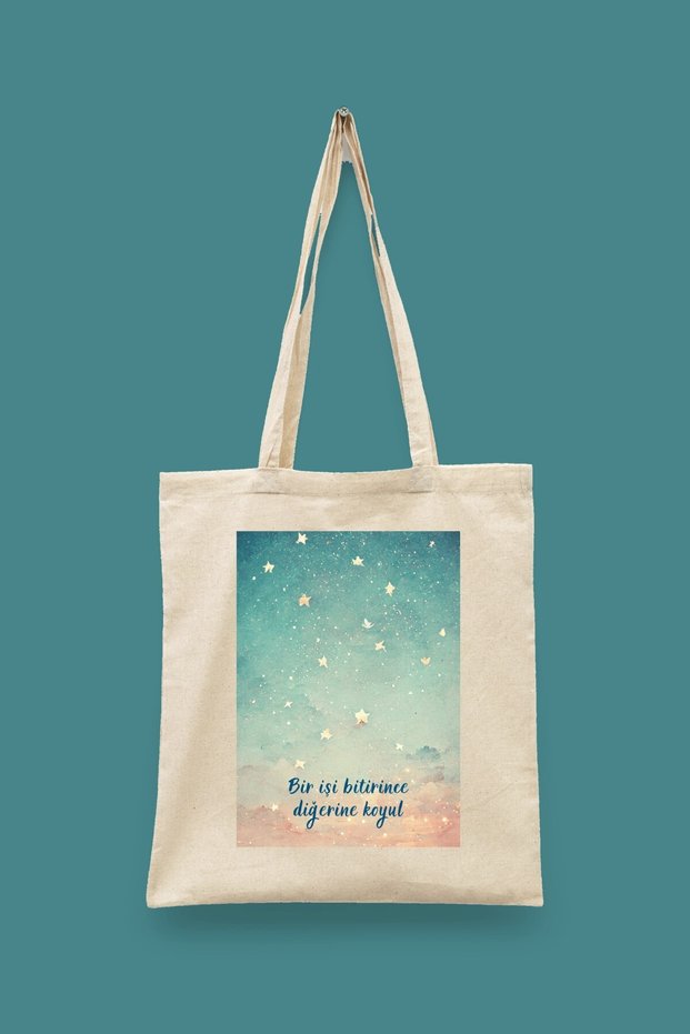 When One Task Is Done, Put Another One on Your Plate Star Islamic Series Tote Bag Printed Cloth Bag