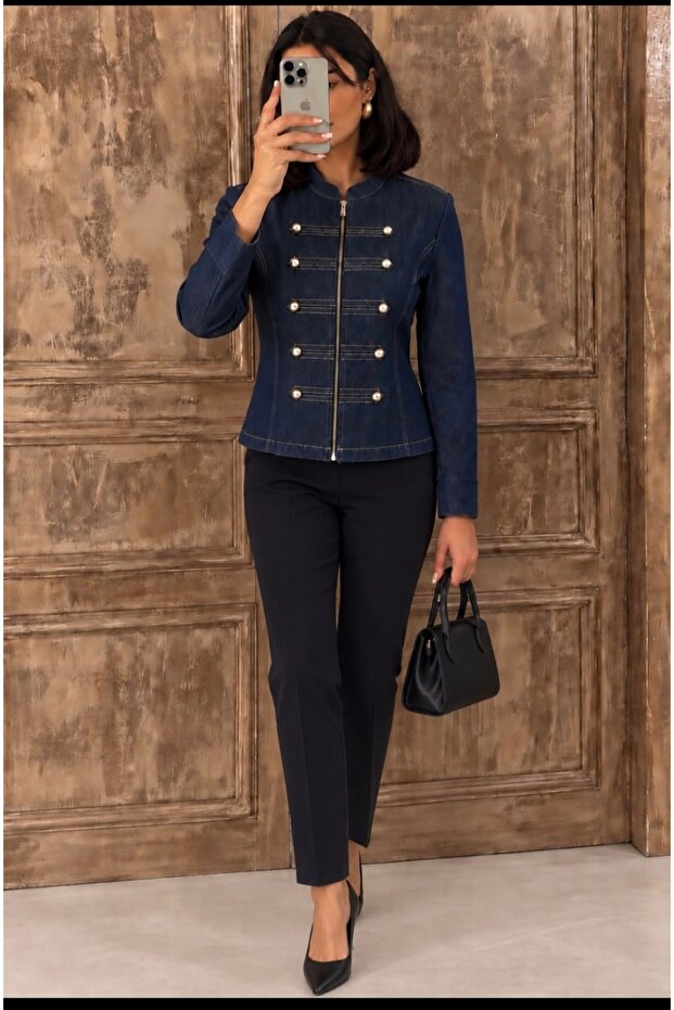 Jacket with a Denim Look, Thick Fabric.