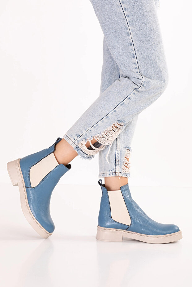 Genuine Leather Double Elastic Casual Lightweight Boots Shakira Blue