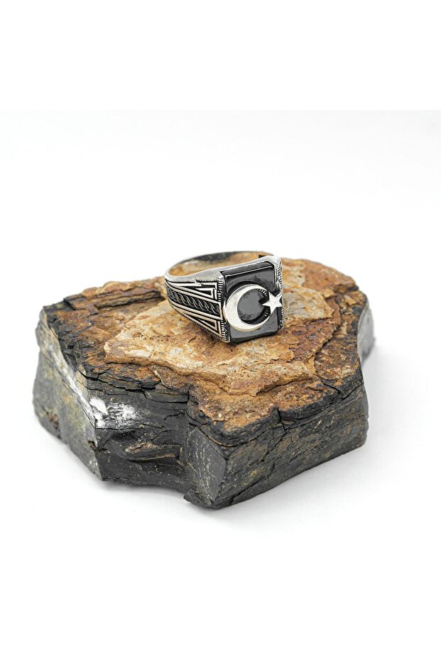 Ayyıldız Men's Ring with Knitted Pattern on the Edges