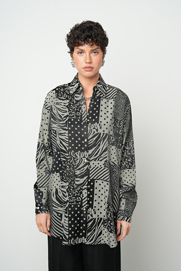 Women's Mixed Pattern Comfortable Oversize Shirt