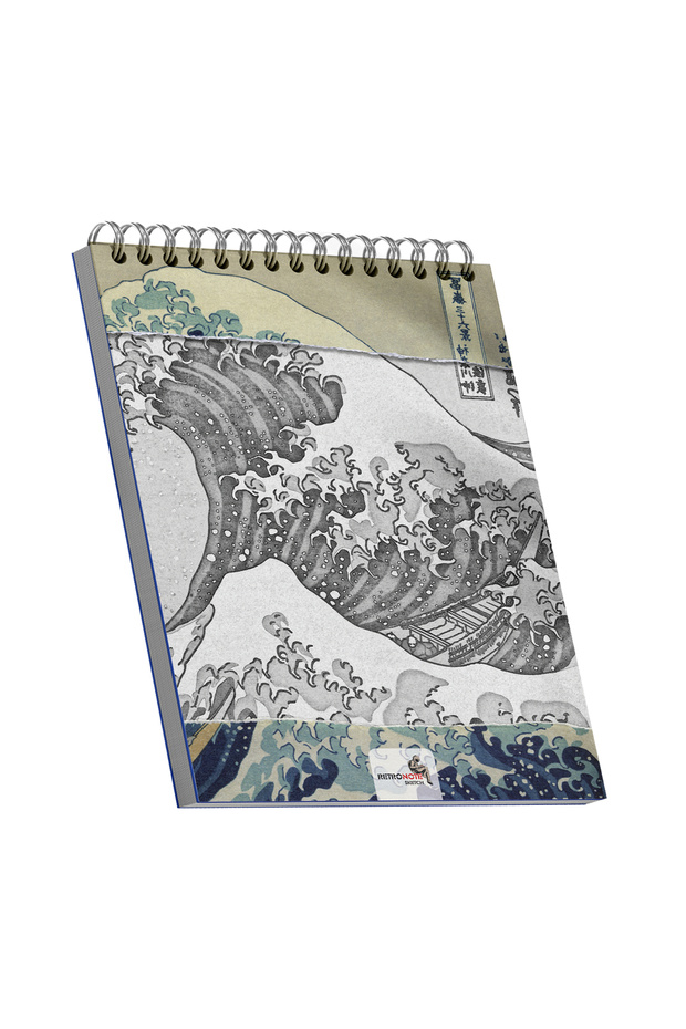 The Great Wave Off Kanagawa, Hokusai, A5 Sketchbook, Unlined, 100 Pages, 100 Grams, White Color