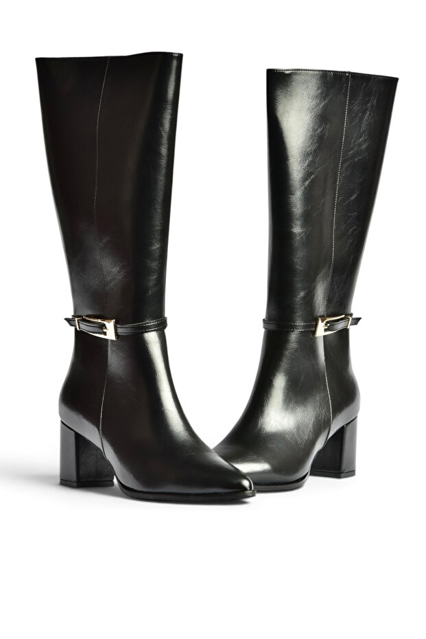 Z480053060 Black Rustic Thick Heeled Classic Women's Boots