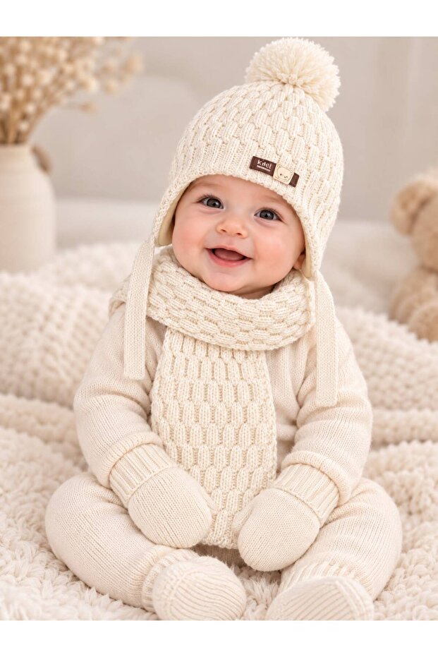 0-18 Months Baby Boy Scarf Beanie Gloves Set of 3