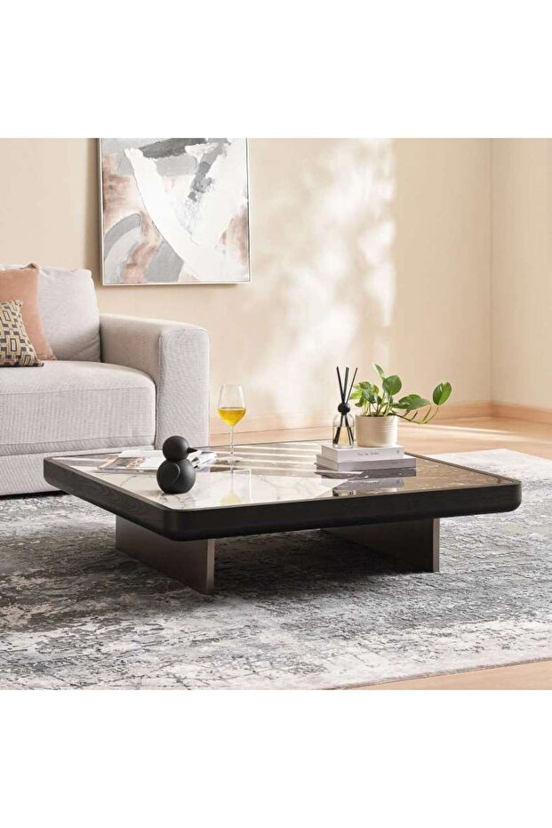 NATHAN COFFEE TABLE MARBLE - BROWN WHITE