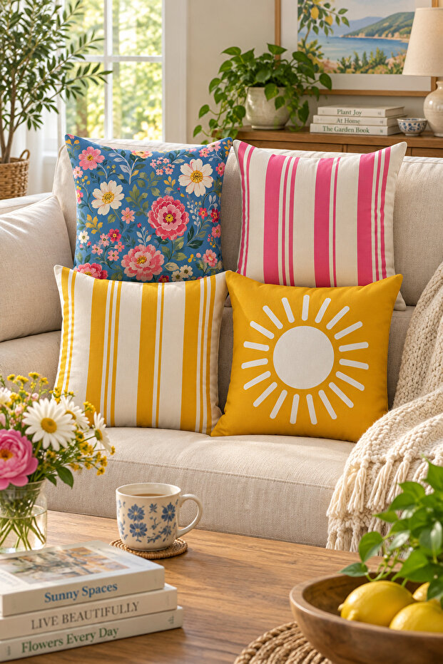 Double-Sided Printed 4-Piece Throw Pillow Cover 6Eld25