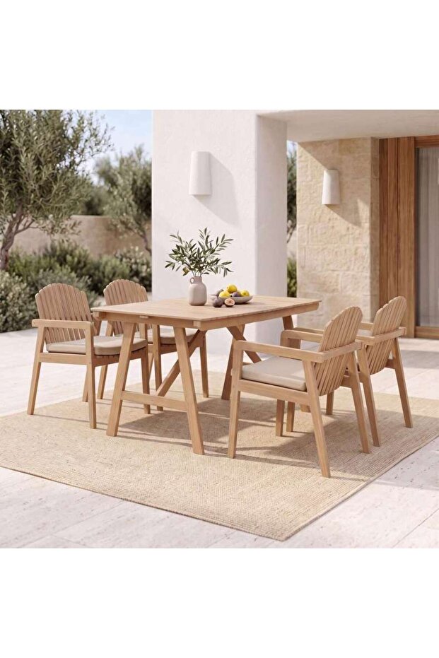 GOLDENIA OUTDOOR DINING SET 1+4 - WOODEN