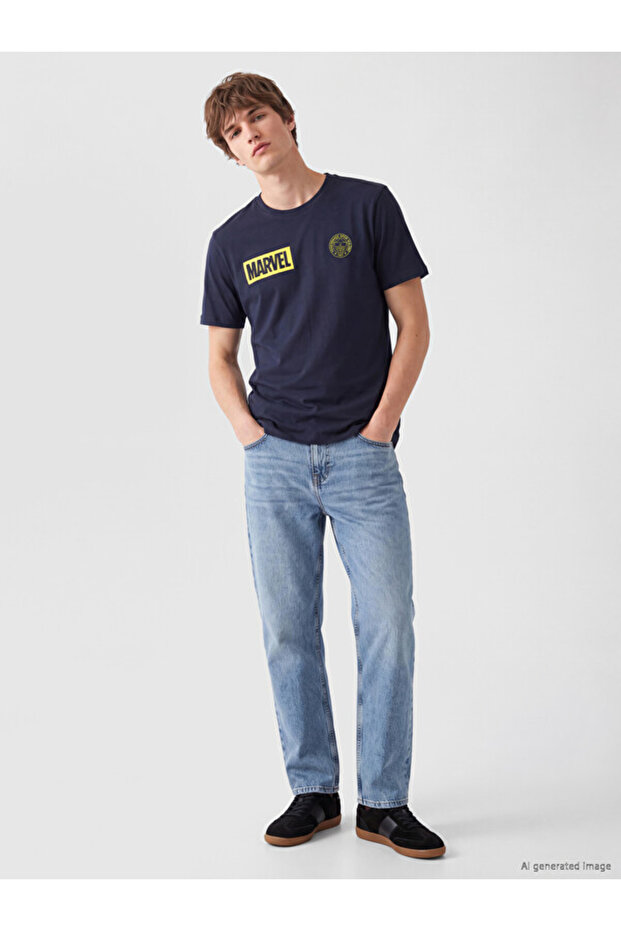 Crew Neck Printed Combed Cotton Men's T-Shirt