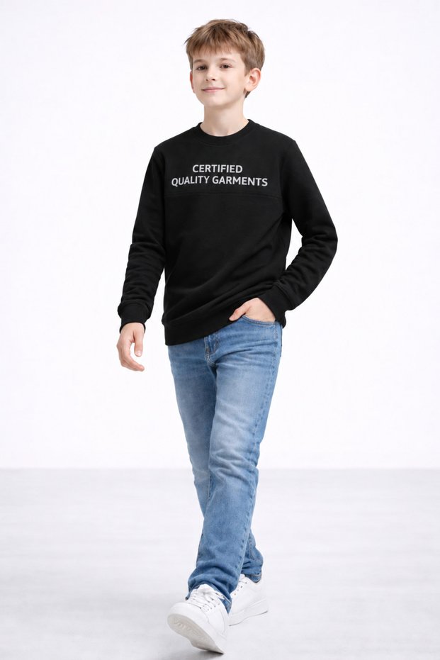 20604-26 Boy's Sweatshirt with Text Print, Cotton, Long Sleeve, Comfortable Casual Sweatshirt