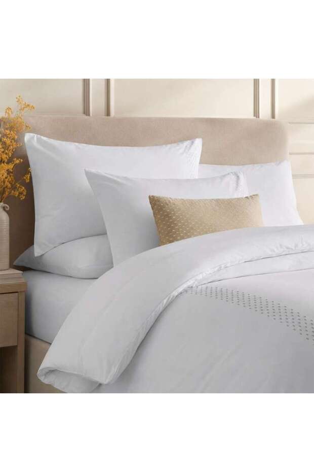 Novara Cubo 300TC SPI Cotton Sateen Embroidered 4-Piece King Comforter Set 240x260cm -Beige