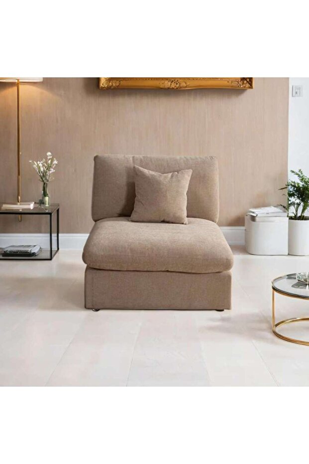 SOMMON ARMLESS SOFA- BROWN