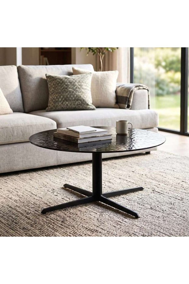 RISARO COFFEE TABLE GLASS - GREY & BLACK