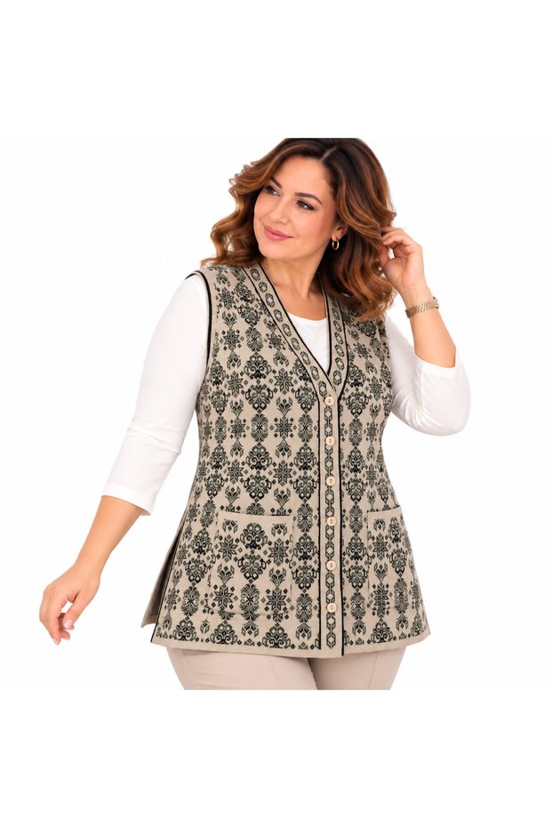 V-Neck Floral Detail Mother's Vest