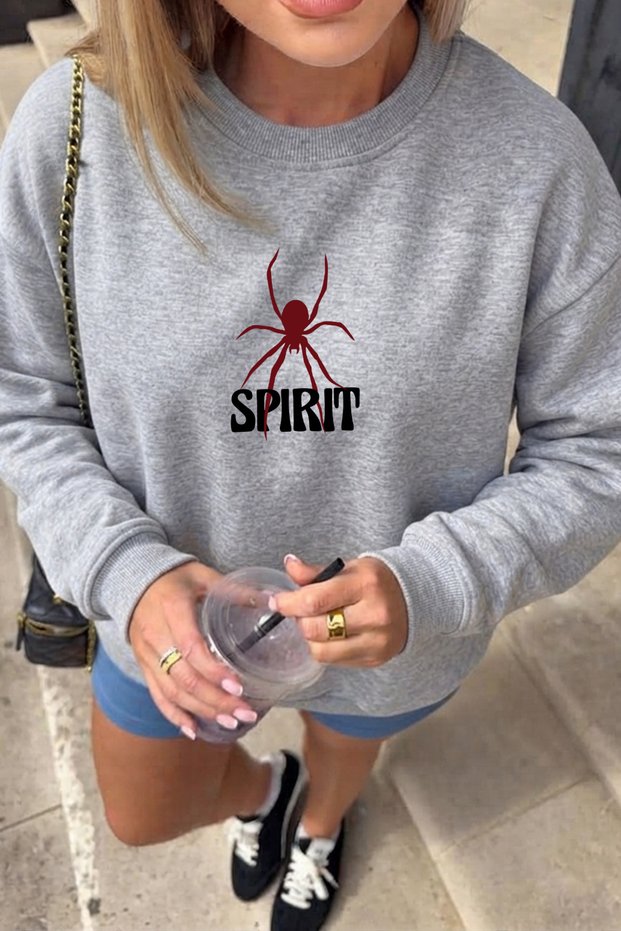 Unisex Spirit Printed Crew Neck Sweatshirt
