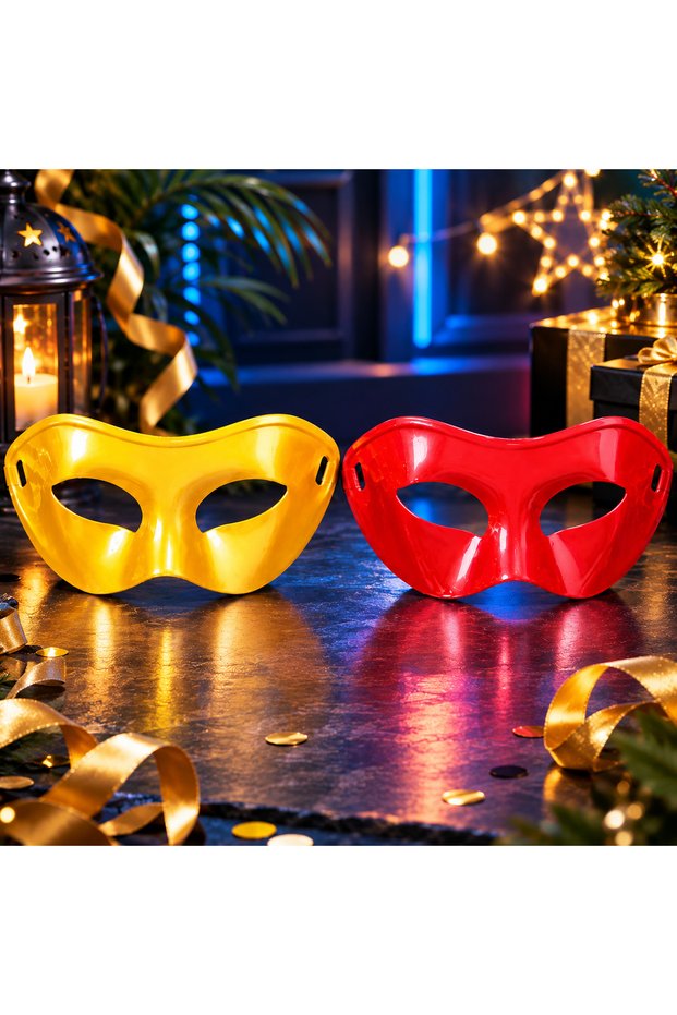 2Pcs Shiny Pvc Christmas Party Mask Gold Mask Red Mask Christmas Mask Xmas Party Mask