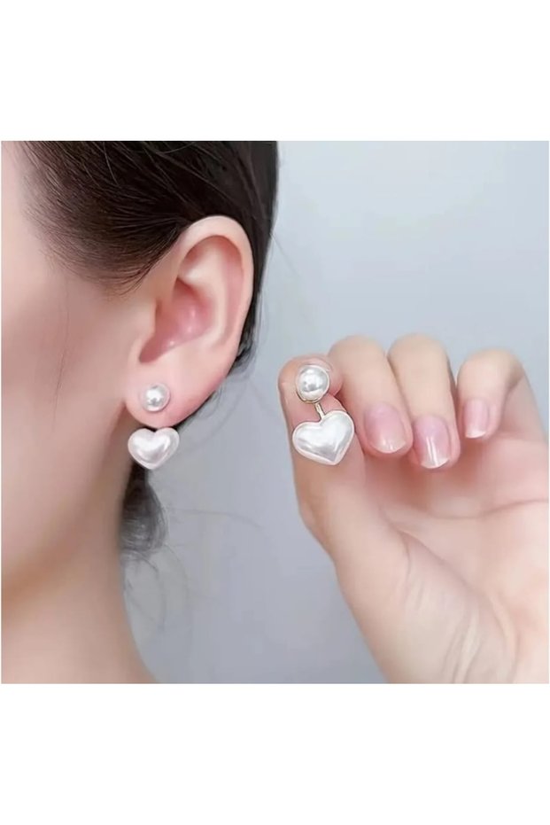 Pearl Heart Ear Jacket Climber Earrings Bijouterie Modern Antiallergic Women's Earrings Elegant Models for Gift