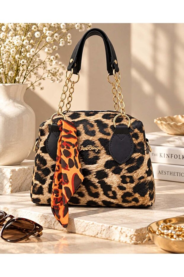 Savanna Bag Leopard Patterned Bag with Chain Detail