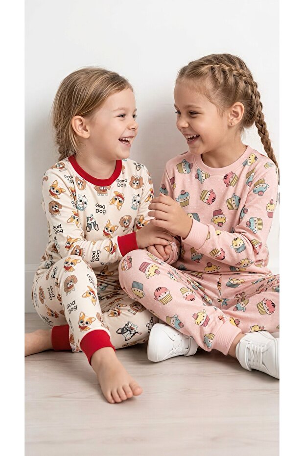3,4,5,6,7,8 Years Old Girls' Pajama Set, Set of 2, 100% Cotton Interlock Fabric