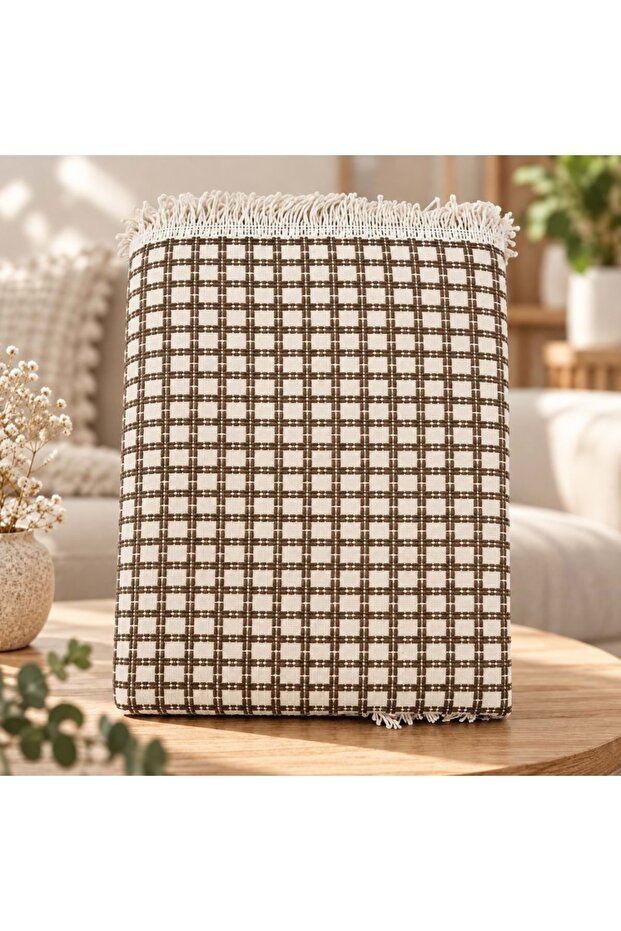 New Generation Penyeli Buldan Cotton Non-Slip Sofa Cover (170X220) - Cream Brown