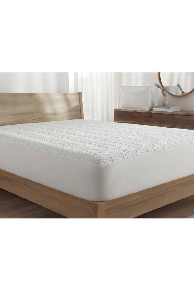 Bamboo Fabric Ultra Quiet Liquid-Proof Mattress Pad Fitted Full Edge Single Size 100 X 200 + 35