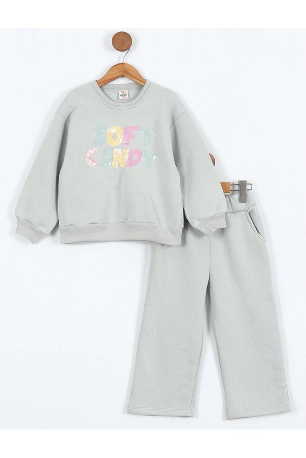 Girl's Şardonlu Soft Candy Printed Sweatshirt and Sweatpants 2-Piece Set 2636-