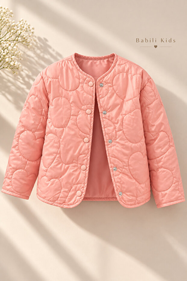 Girl's Heart Quilted Coat Raincoat