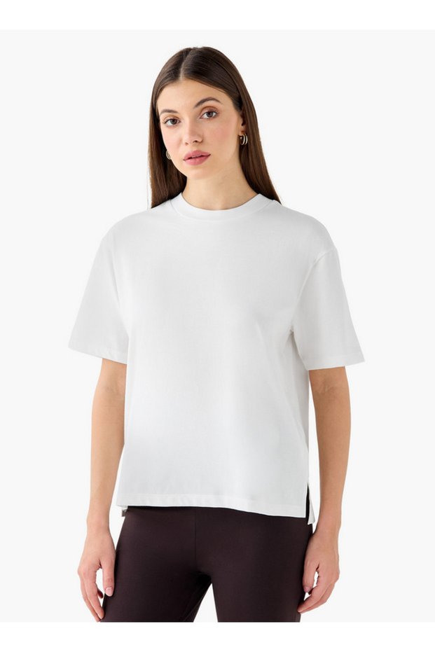 Regular Fit Cotton T-shirt with Side Slits