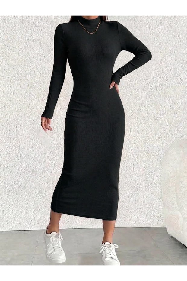 Women's High Collar Long Sleeve Camisole Fabric Long Dress Length 130 cm