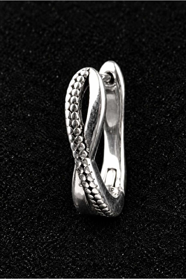 Mod Pattern Steel Locking Hoop Earrings