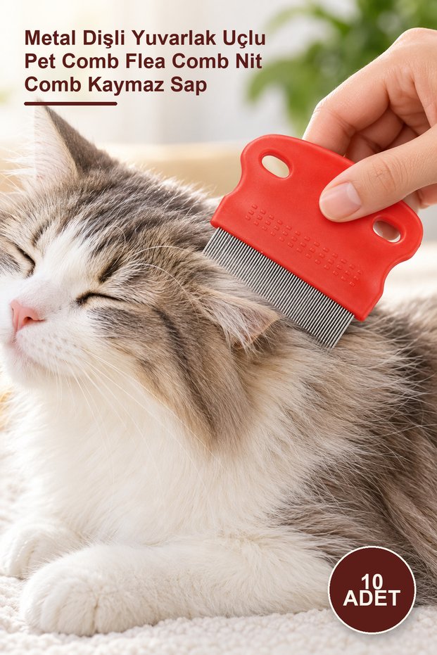 10 Pieces Cat Dog Lice Flea Comb – Metal Toothed Round Tip Pet Comb Flea Comb Nit Comb Non-Slip Handle