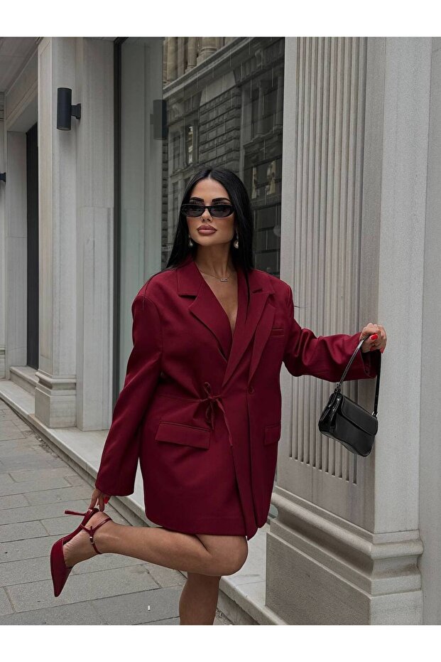 Women's Special Design Double Breasted Side Tie Blazer Jacket