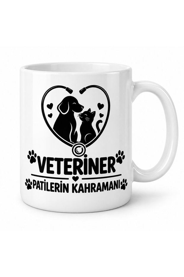Veterinary Mug Cup with the Text "Hero of the Paws" 300 ml Porcelain Coffee and Tea Cup Gift for the Veterinarian