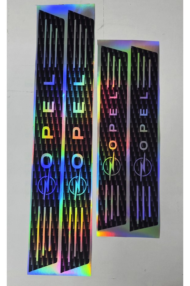 Opel Car Door Sill Sticker 4 Piece Set – Hologram Carbon Pattern 2 Front 2 Rear – 50 cm / 35 cm