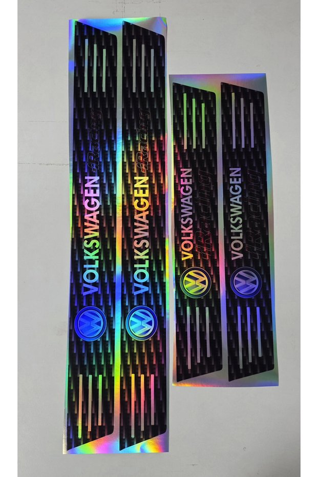 Volkswagen Car Door Sill Sticker 4 Piece Set – Hologram Carbon Pattern 2 Front 2 Rear – 50 cm / 35 cm