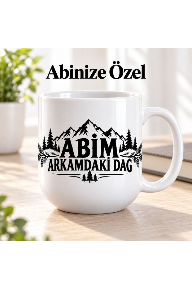 The Abyss Behind Me Mountain Written Mug 300 ml Porcelain Coffee Tea Cup Evening Dress Gift Mountain and Forest Patterned