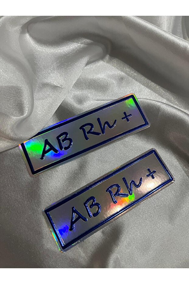 Eu Rh + Blood Type Logo Embossed Metallic Blue Sticker Pack of 2