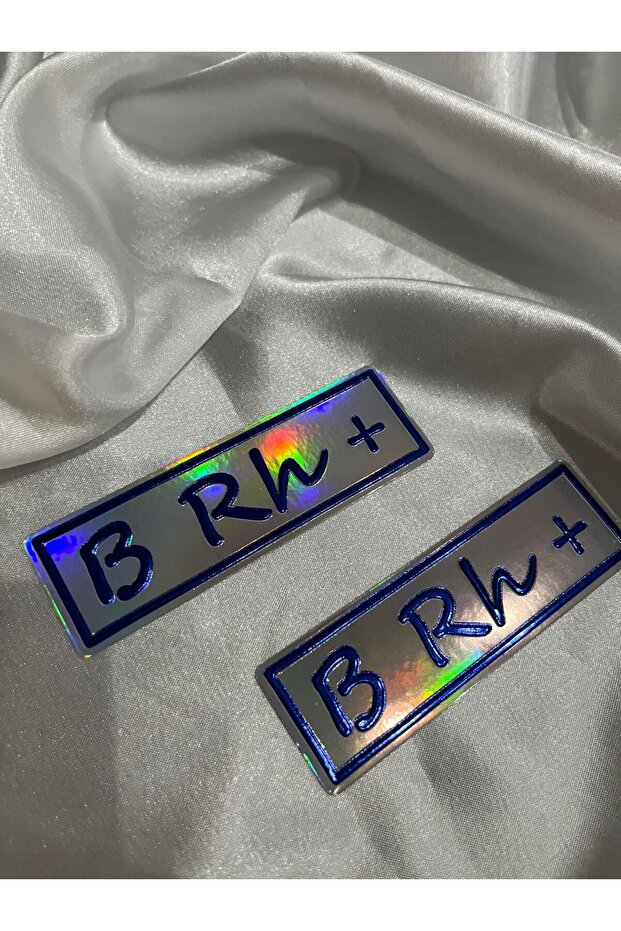 B Rh + Blood Type Logo Embossed Metallized Blue Sticker Pack of 2