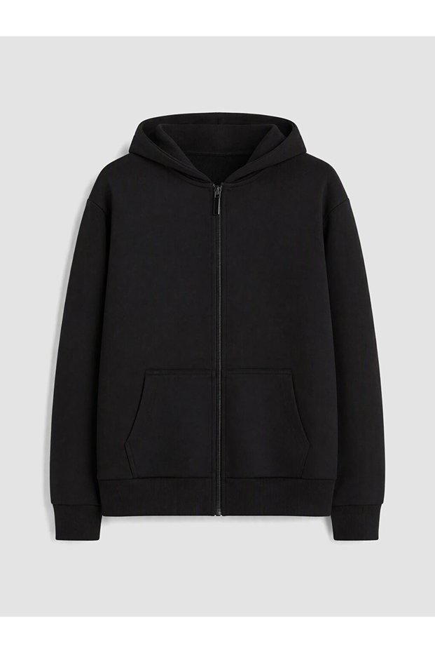Black Hooded Girl's Cardigan