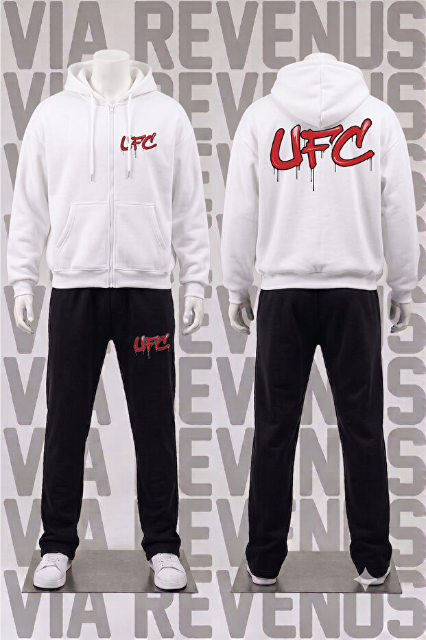 Printed Zippered Hoodie Set
