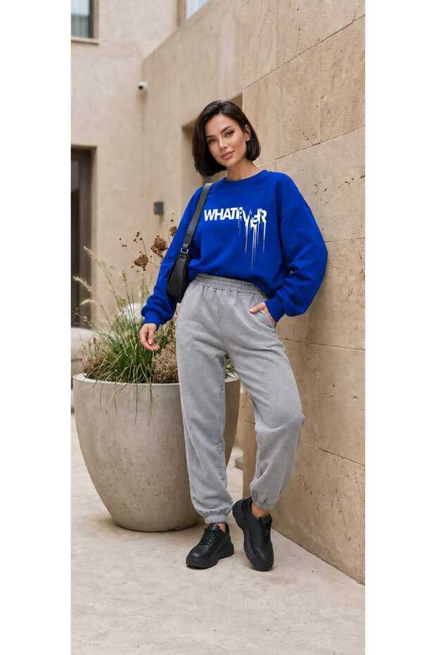 Zero-Collar Sweatshirt 2-Piece Combination Winter Shardonded Whatever Printed Women's / Men's Unisex Model