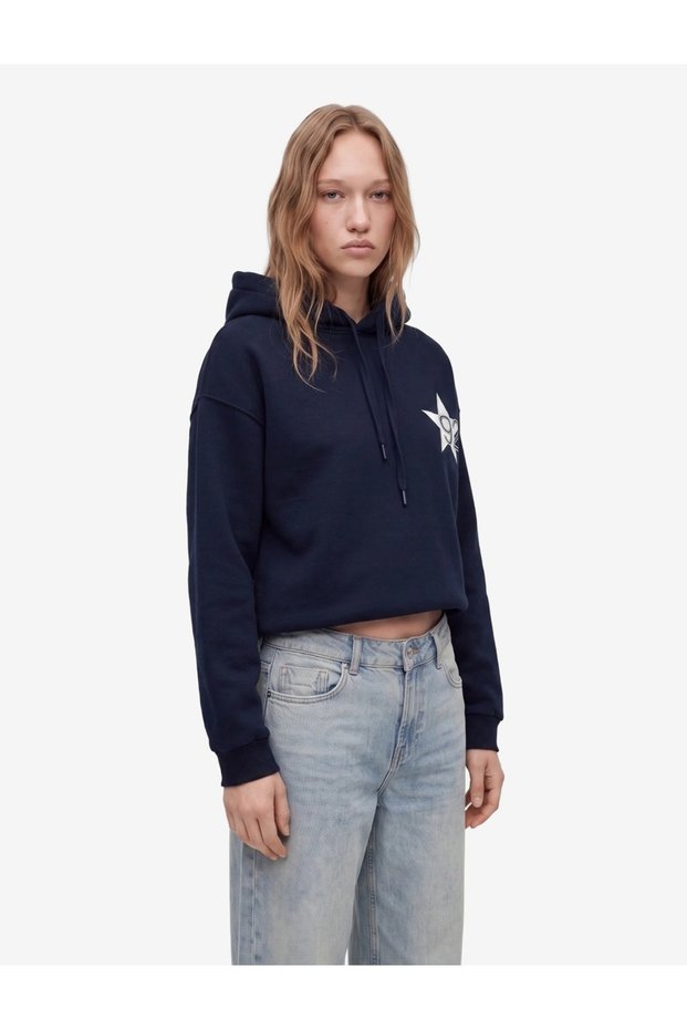 College Printed Embossed Comfortable Fit Long Sleeve Hooded Sweatshirt