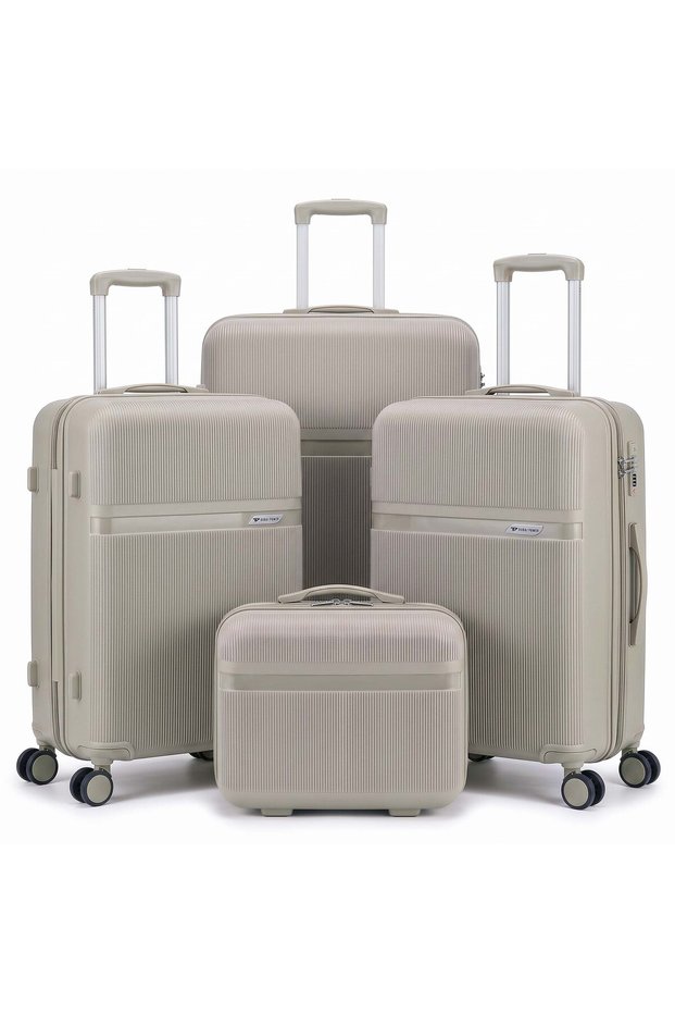 4 Pcs PP Luggage Set 14/20/24/28 Inch with Cosmetic Case, TSA Lock Hard Shell Suitcases & 360° Spinner Wheels, Lightweight Travel Luggage for Women and Men