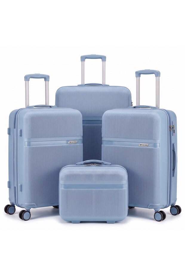 4 Pcs PP Luggage Set 14/20/24/28 Inch with Cosmetic Case, TSA Lock Hard Shell Suitcases & 360° Spinner Wheels, Lightweight Travel Luggage for Women and Men