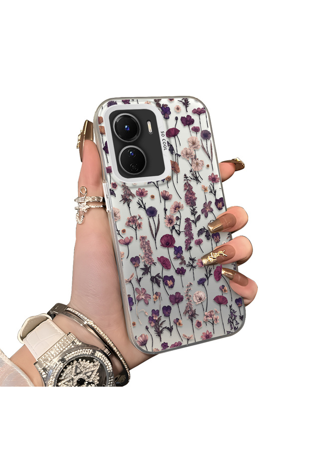 Vivo Y56 Compatible French Style Purple Tone Wild Flower Phone Case Shockproof