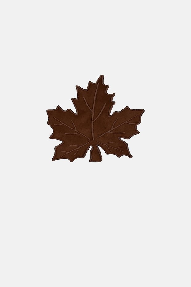 Leaf Form Bitter Brown Velvet Fabric Embroidered Cocktail Napkin 1 Piece