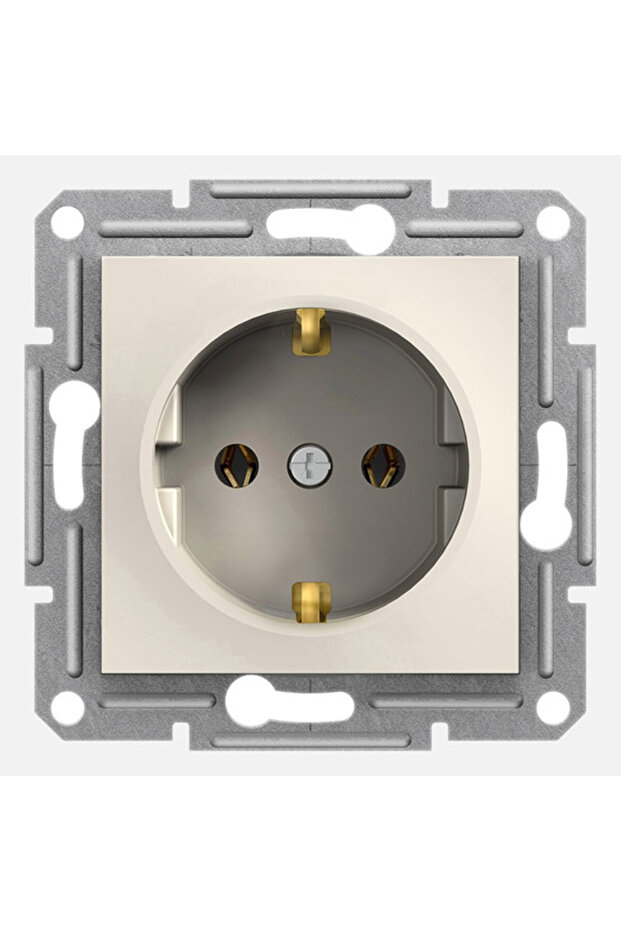 Asfora Child Proof Grounded Socket Cream, Screw, Frameless