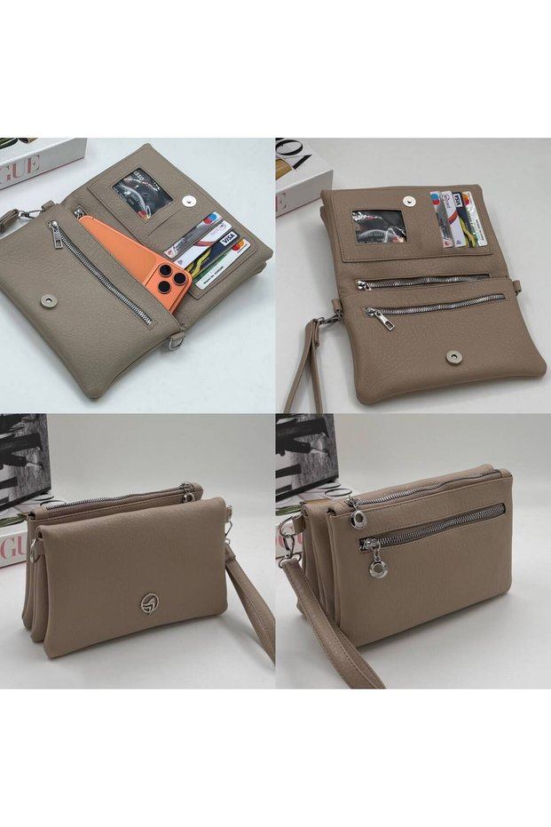 Women's Soft Leather Quality Bag with Plenty of Zippers, Phone Compartment, Card Holder, Portfolio, Cross Shoulder and Hand Bag (Length 15 cm Width 23 cm)